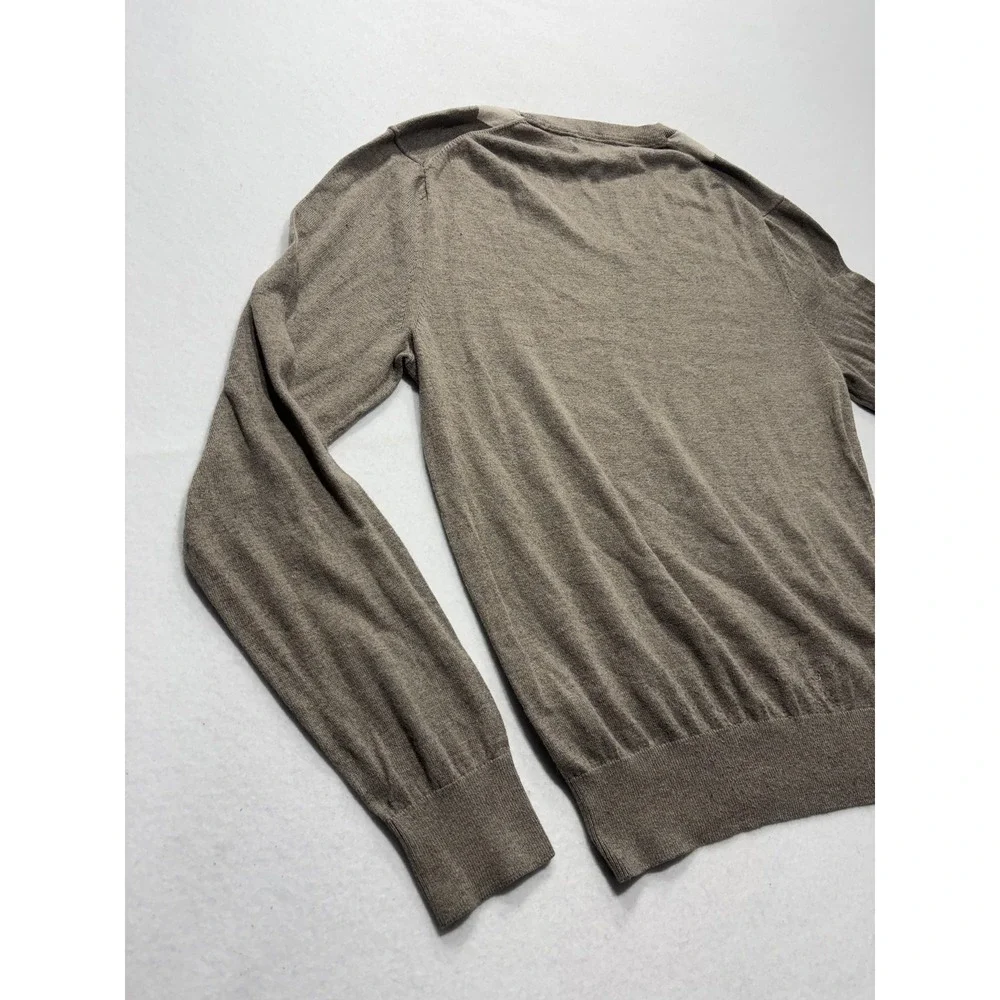 Banana Republic Sweater Mens Medium Brown Argyle V Neck Silk Blend Knit Pullover